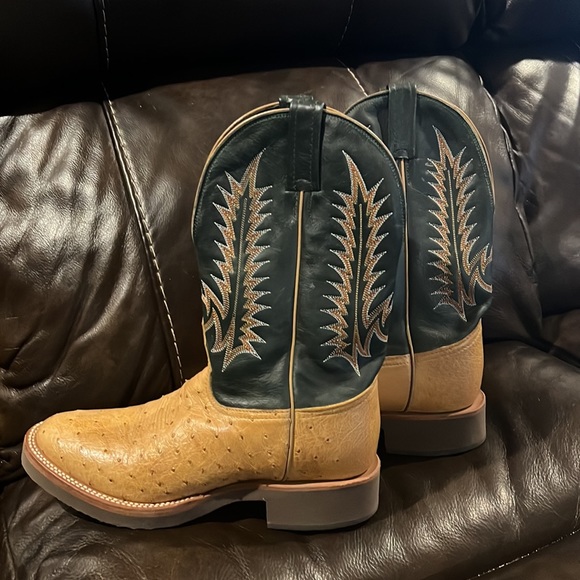 VINTAGE TONY LAMA COWBOY CREPE BOOTS - Picture 1 of 9